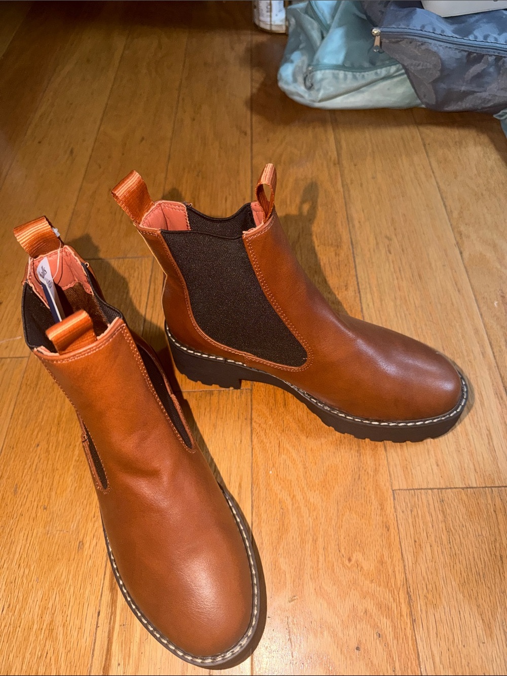 French connection Tan Leather Chelsea Boots - Rugged Lug Sole